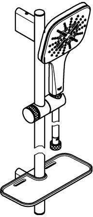GROHE Rainshower SmartActive 130 Cube Brausestangenset 900 mm mit Ablage, 3 Strahlarten, Chrom