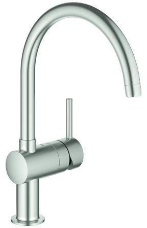 GROHE Minta Einhand-Spültischbatterie hard graphite gebürstet – C-Auslauf, schwenkbar, SilkMove