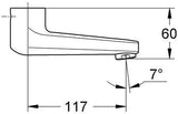 GROHE Gussauslauf 13269 chrom – schwenkbarer Auslauf mit Laminarstrahlregler, 117 mm Ausladung