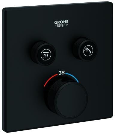 GROHE Grohtherm SmartControl Thermostat 2 Absperrventile eckig phantom black