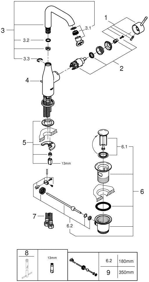 GROHE Essence Einhand-Waschtischbatterie L-Size mit schwenkbarem U-Auslauf in cool sunrise gebürstet
