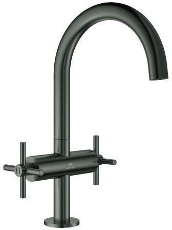 GROHE Atrio Waschtisch-Einlochbatterie L-Size mit Kreuzgriffen – chrom, EcoJoy, schwenkbarer Auslauf