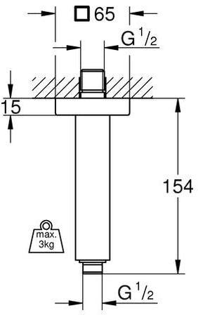 GROHE Rainshower Deckenauslass 154 mm Chrom – Brausearm mit Rosette und Rückstromsicherung