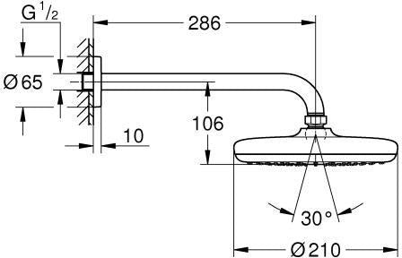 GROHE Tempesta 210 Kopfbrauseset 286 mm, 1 Strahlart, matt black, 8,5 l/min