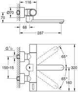 GROHE Eurosmart CE Special L-Size Infrarot-Waschtischarmatur mit Thermostat und 6V Batterie, Chrom