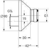 GROHE S-Anschluss 12003 – 3/4" x 1" mit 15 mm Verstellbarkeit und LongLife Chrom