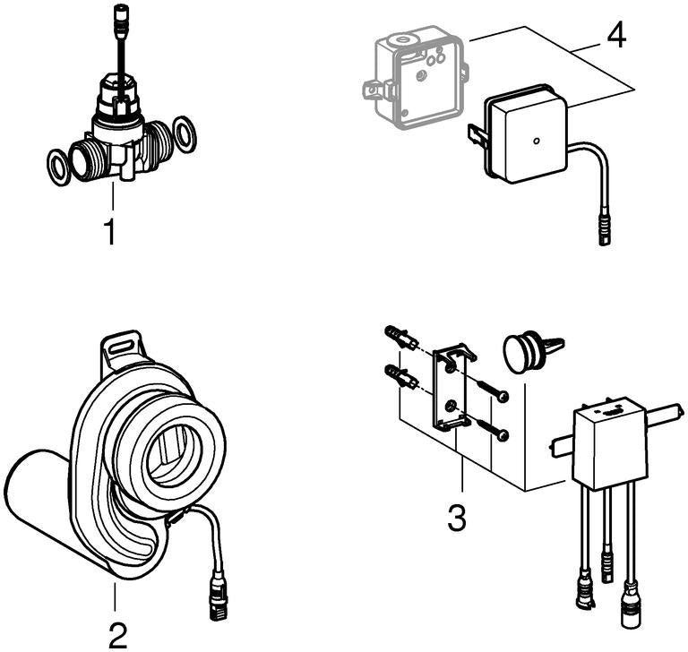 GROHE Temperatursensor 39368 für Urinal mit Trafo – Automatische Spülung, 7 Programme, 6V