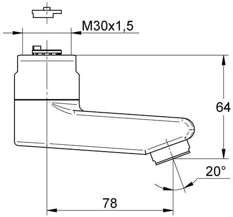 GROHE Gussauslauf 440451 77 mm für Eichelberg Waschtisch-Wandarmaturen in Chrom