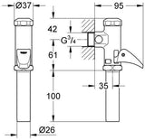 GROHE DAL-Automatic-Spüler für WC, DN 20, Aufputz, Messing, Chrom, mit Hebelbetätigung