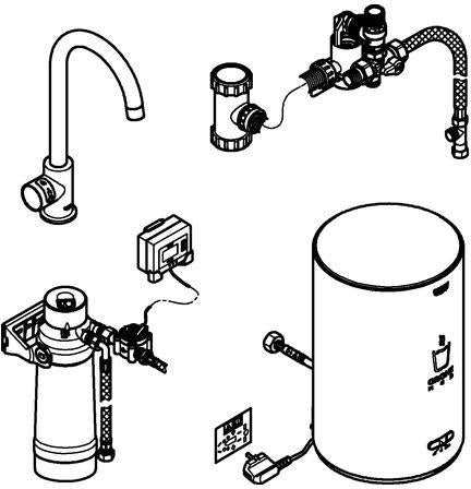 GROHE Red Mono Standventil mit Boiler M-Size – 100°C kochendes Wasser, hard graphite gebürstet