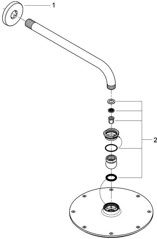 GROHE Rainshower Cosmopolitan 210 Kopfbrauseset mit 286 mm Brausearm, 1 Strahlart, Chrom