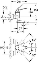 GROHE Euroeco Special Einhand-Waschtischbatterie 157 mm Ausladung Chrom