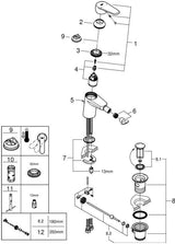 GROHE Eurodisc Cosmopolitan Einhand-Bidetbatterie mit Zugstangen-Ablaufgarnitur, chrom