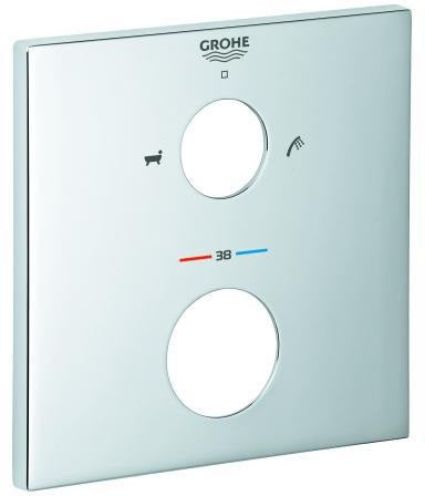 GROHE Rosette 49103 eckig für THM-Fertigmontagesets – Chrom, QuickFix, StarLight