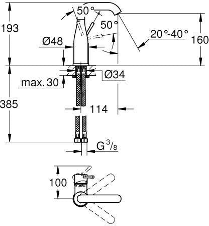 GROHE Essence Einhand-Waschtischbatterie M-Size U-Auslauf Chrom – schwenkbarer Auslauf & SilkMove