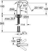 GROHE Essence Einhand-Waschtischbatterie M-Size U-Auslauf Chrom – schwenkbarer Auslauf & SilkMove