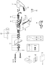 GROHE Europlus E Infrarot-Elektronikbatterie für Waschtisch, chrom, mit Mischung & Steckertrafo