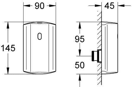 GROHE Tectron AP-Umrüsteinheit 37751_1 für Urinal-Wandeinbauspüler 37017/DAL509 – Infrarot, batteriebetrieben, chrom