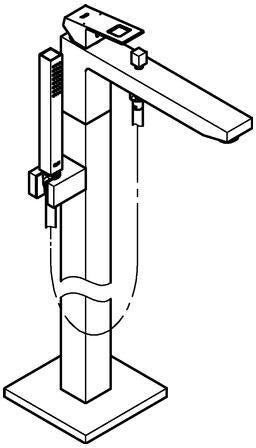 GROHE Eurocube Einhand-Wannenbatterie Bodenmontage chrom mit Handbrause Euphoria Cube+