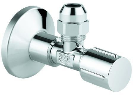 GROHE Eckventil 1/2x3/8'' mit Quetschverschraubung, Metallgriff und Schubrosette – Chrom