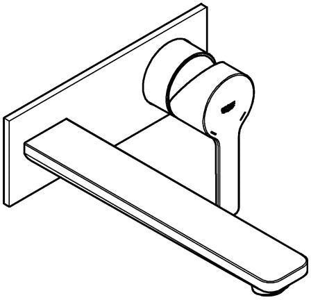 GROHE Lineare 2-Loch-Waschtischbatterie Wandmontage Fertigmontageset Chrom