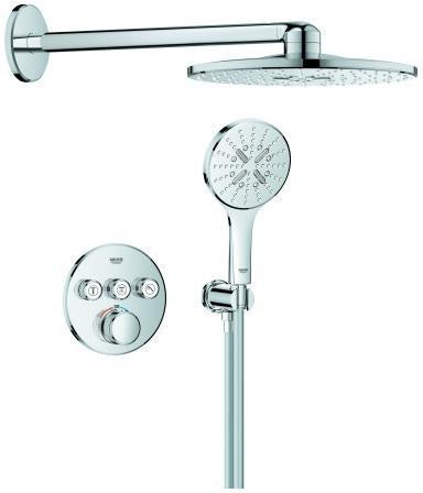 GROHE Grohtherm SmartControl Duschsystem Unterputz 3 Absperrventile Rainshower SmartActive chrom rund
