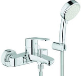 GROHE Eurostyle Cosmopolitan Einhand-Wannenbatterie mit Wandhalterset chrom – Wandmontage, SilkMove, Tempesta C 100