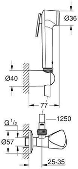 GROHE Tempesta-F Trigger Spray 30 Wandhalterset mit Absperrventil, 1 Strahlart, 1250 mm, Chrom – EcoJoy & SpeedClean