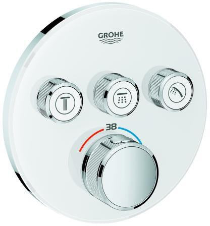 GROHE Grohtherm SmartControl Unterputz-Thermostat Fertigmontageset rund 3 Absperrventile moon white