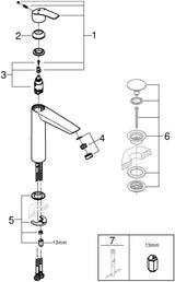 GROHE Eurosmart Einhand-Waschtischbatterie XL-Size für freistehende Waschschüsseln, Chrom