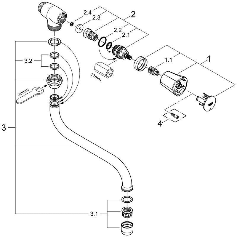 GROHE Costa Auslaufventil DN15 Wandmontage schwenkbarer Rohrauslauf chrom
