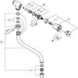 GROHE Costa Auslaufventil DN15 Wandmontage schwenkbarer Rohrauslauf chrom