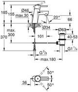 GROHE Concetto Einhand-Waschtischbatterie mit Zugstangen-Ablaufgarnitur, chrom – SilkMove Technologie