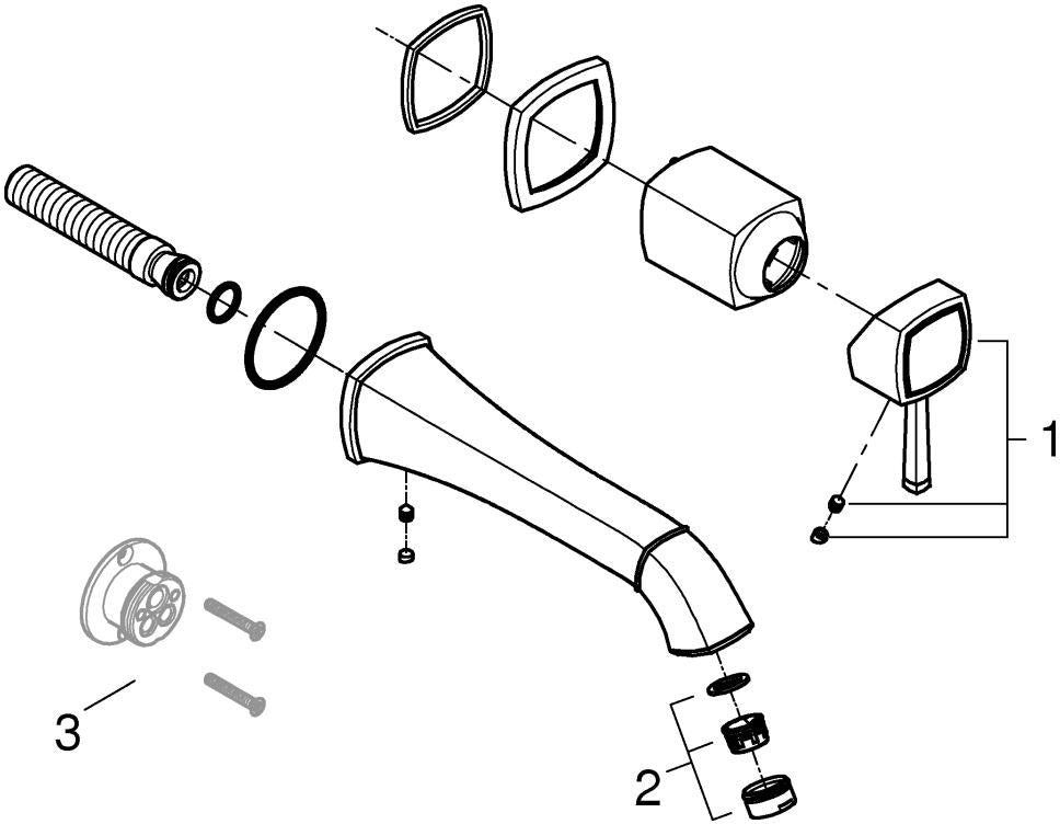 GROHE Grandera 2-Loch-Waschtischbatterie Wandmontage Fertigmontageset Chrom