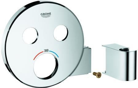 GROHE Rosette 49034 rund für SmartControl – Chrom, für UP-Thermostate mit 2 Absperrventilen & Brausehalter
