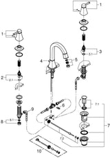GROHE Grandera 3-Loch-Waschtischbatterie mit hohem Auslauf in Chrom – M-Size, EcoJoy & AquaGuide