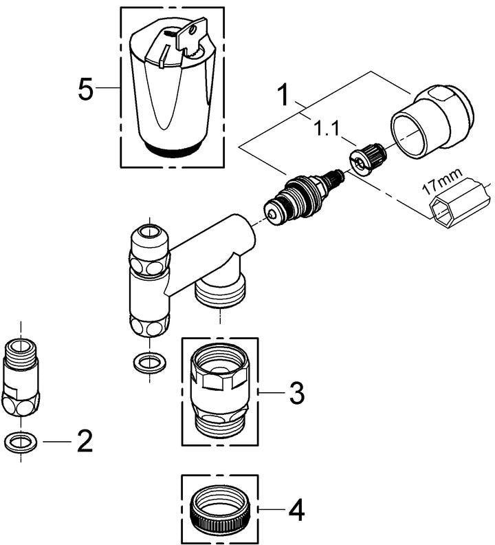 GROHE Eckfix WAS-Ventil 41031 – 3/8 Zoll Anschluss mit Rückflussverhinderer, Chrom