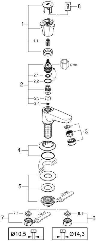 GROHE Costa Standventil DN15 mit Gussauslauf, Mousseur & blauer Markierung – Chrom