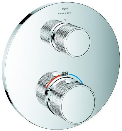 GROHE Atrio Private Collection Thermostat-Brausebatterie mit 2-Wege-Umstellung und Knopfbetätigung, Chrom