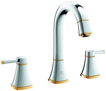 GROHE Grandera 3-Loch-Waschtischbatterie mit hohem Auslauf in Chrom – M-Size, EcoJoy & AquaGuide