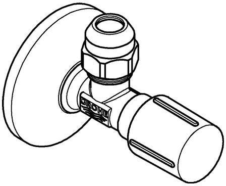 GROHE Eckventil 1/2x3/8'' mit Quetschverschraubung, Schubrosette & Metallgriff – Chrom