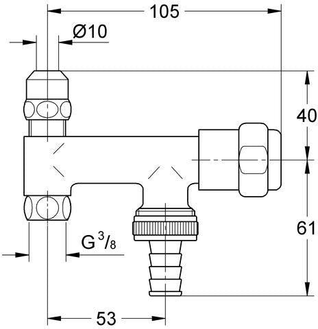 GROHE Waschmaschinenventil Eckfix 41030 DN10 mit Schlauchanschluss Chrom