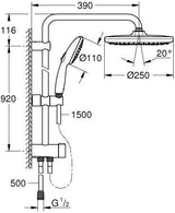 GROHE Tempesta 250 Duschsystem mit Umstellung Chrom – Kopf- und Handbrause