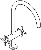 GROHE Atrio 2-Griff-Spültischbatterie C-Auslauf chrom – Keramik-Oberteile & 150° Schwenkbereich