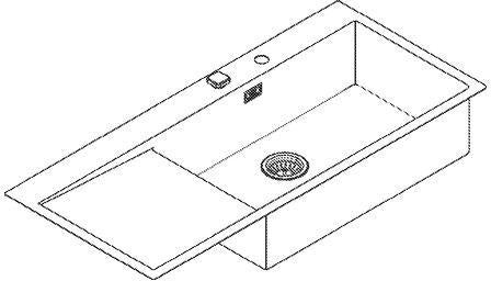 GROHE K1000 Edelstahlspüle 1160 mm mit Abtropffläche, Einbau rechts, 1 Becken
