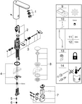GROHE Eurosmart CE Infrarot-Elektronik Waschtischarmatur L-Size mit Mischung und Temperaturbegrenzer, 6V Chrom
