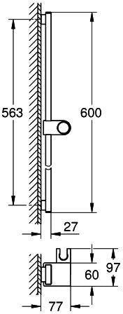 GROHE Rainshower Aqua Brausestange 600 mm – Chrom, verdeckte Befestigung, Metall-Wandhalter