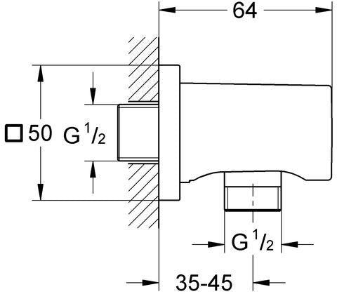 GROHE Rainshower Wandanschlussbogen 27076 mit Außengewinde und Rückstromsicherung in Chrom