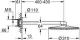 GROHE Rainshower SmartActive 310 Kopfbrauseset mit 430 mm Brausearm, 2 Strahlarten, Chrom