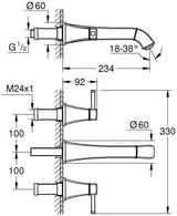 GROHE Grandera 3-Loch-Waschtischbatterie Wandmontage 234 mm Chrom